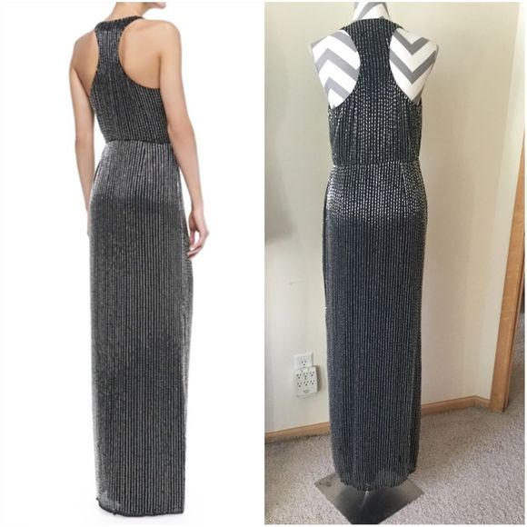 Parker Theron Beaded Racerback Wrap Formal Dres - Picture 2 of 7